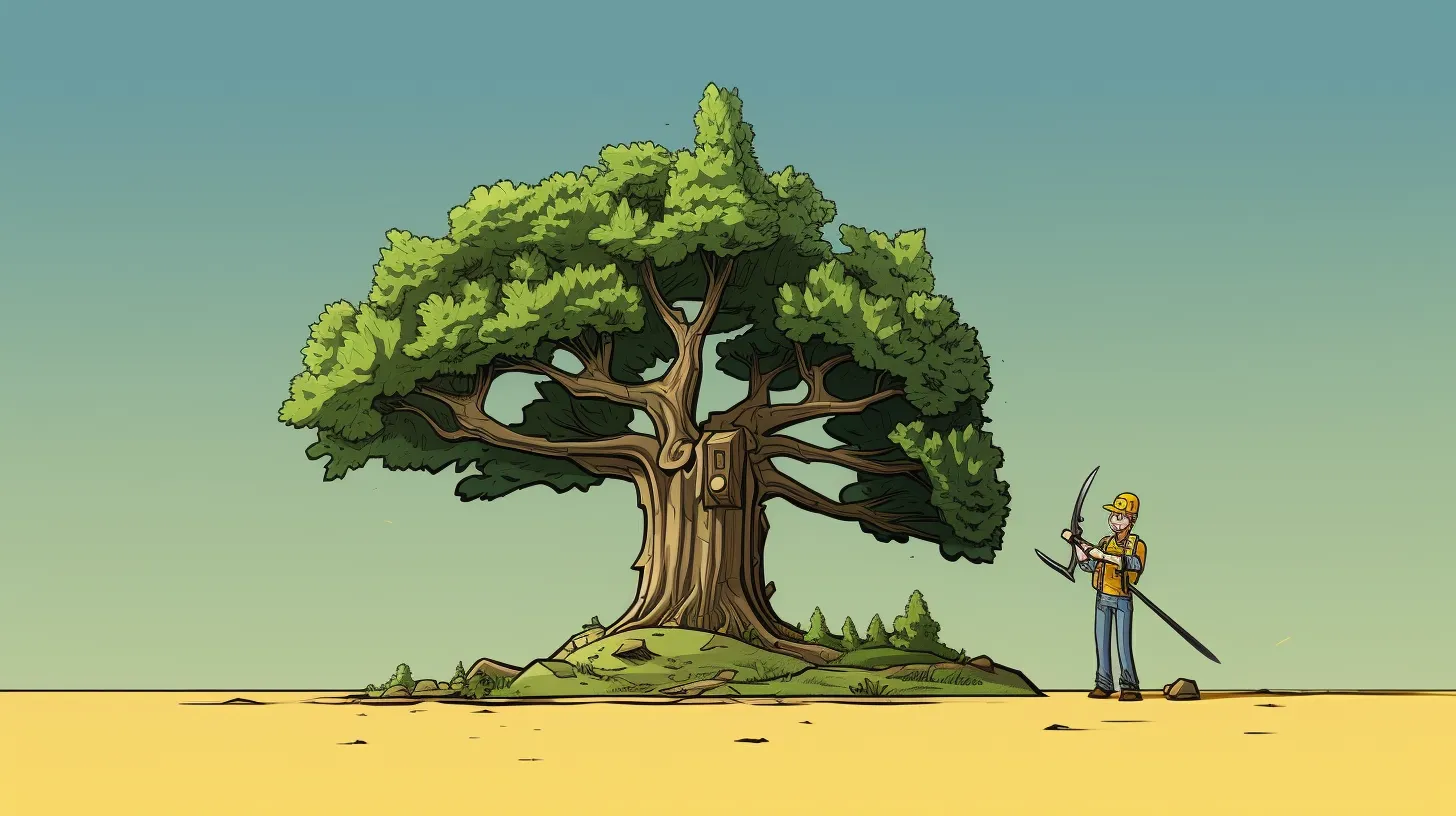 Contact a professional tree service to assist in the removal of a tree.